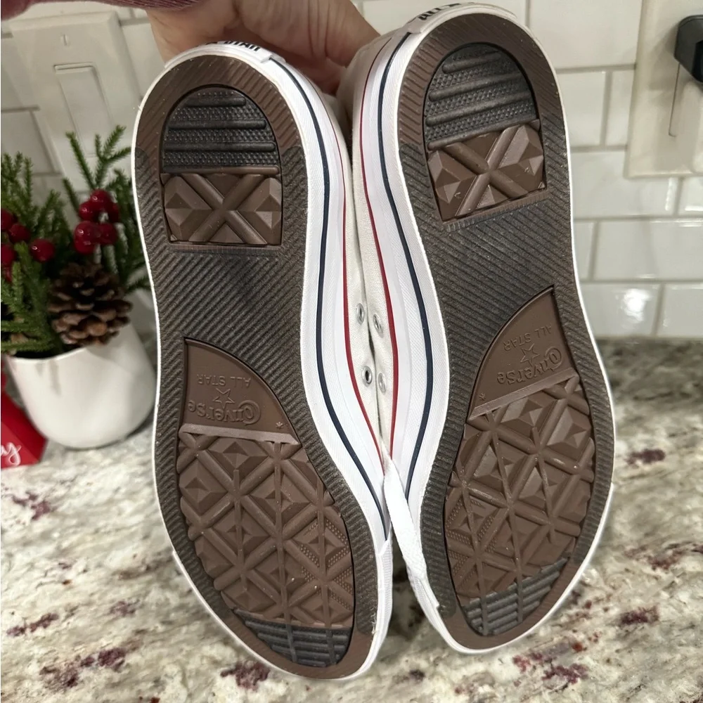 Converse White High-Tops with Red Trim - Picture 6 of 7